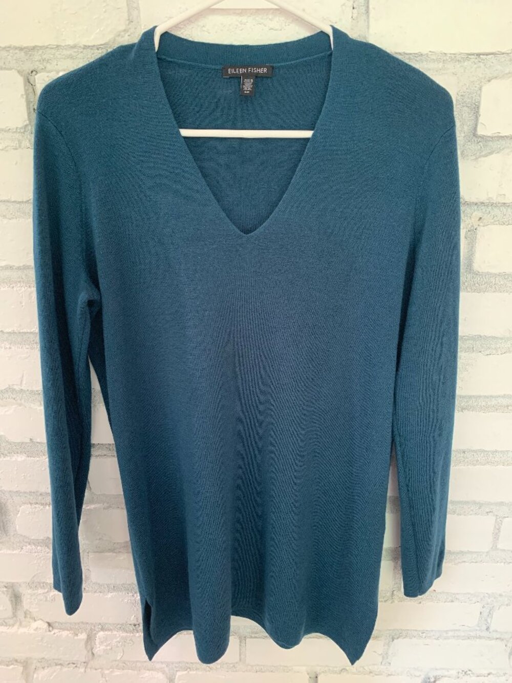 Eileen Fisher Superfine Merino Wool V-Neck Tunic Sweater